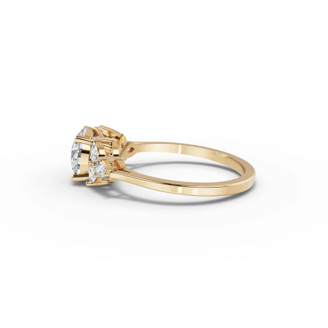 1.30 CT Pear Solitaire With Side Stone Lab Grown Diamond Ring in yellow gold, view 2