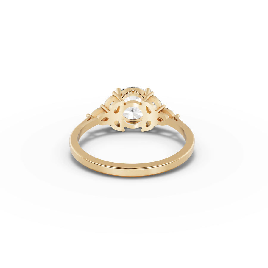 1.30 CT Pear Solitaire With Side Stone Lab Grown Diamond Ring in yellow gold, view 3