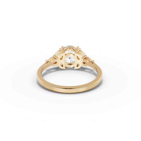 1.30 CT Pear Solitaire With Side Stone Lab Grown Diamond Ring in yellow gold, view 3