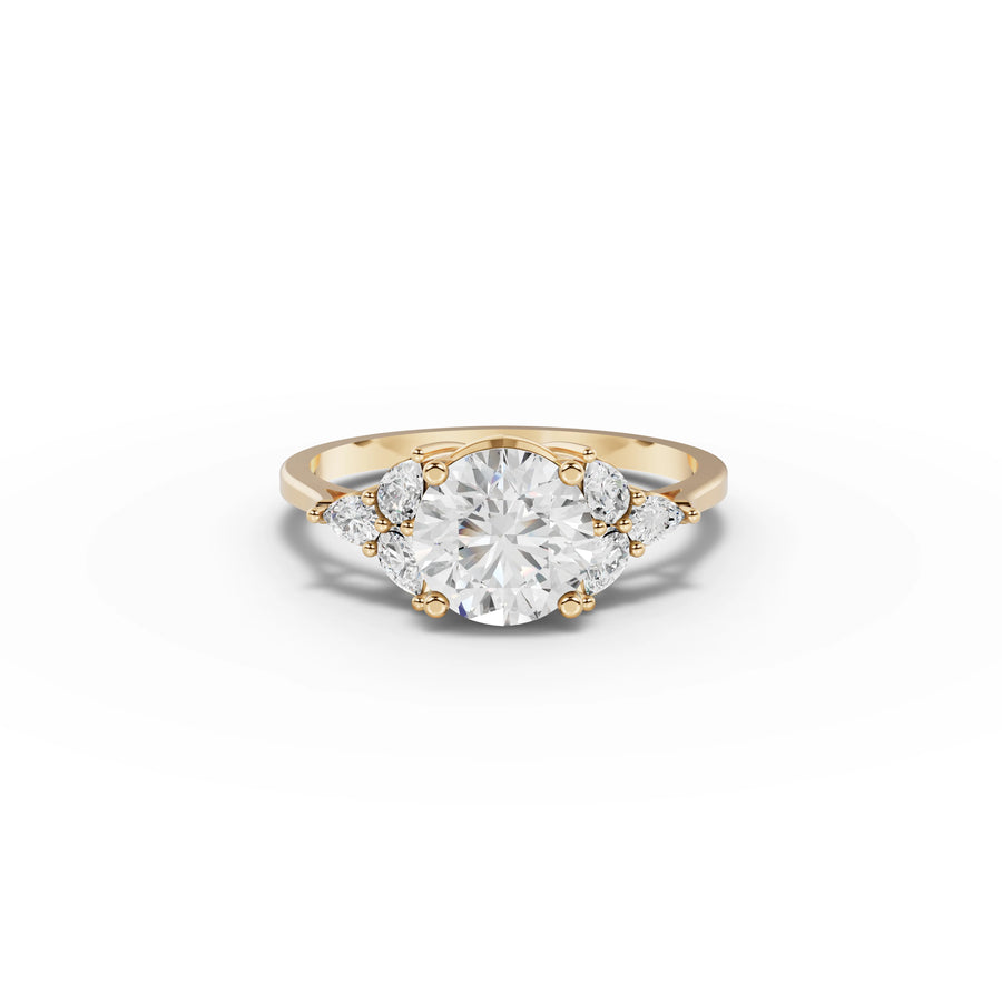 1.30 CT Pear Solitaire With Side Stone Lab Grown Diamond Ring in yellow gold