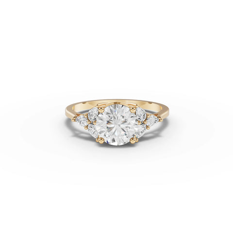 1.30 CT Pear Solitaire With Side Stone Lab Grown Diamond Ring in yellow gold