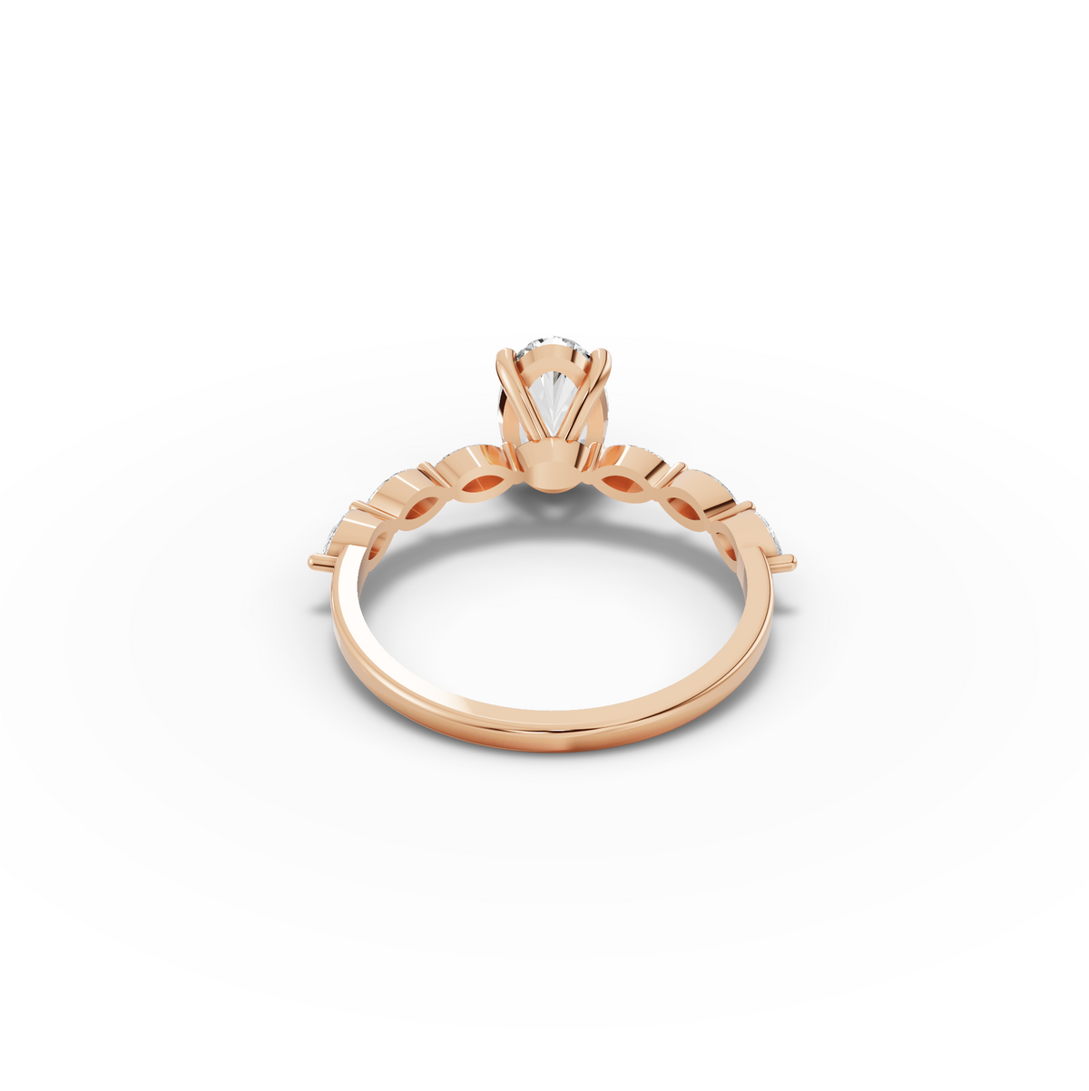 1.31 CT Oval Prong Marquise Accent Lab Grown Diamond Ring, view 7