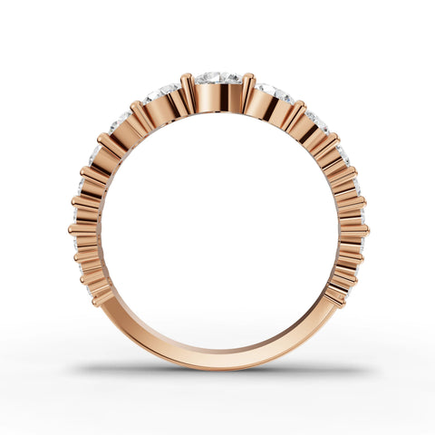 1.34 CT Round Basket Set Half Eternity Lab Grown Diamond Ring in rose gold, close-up