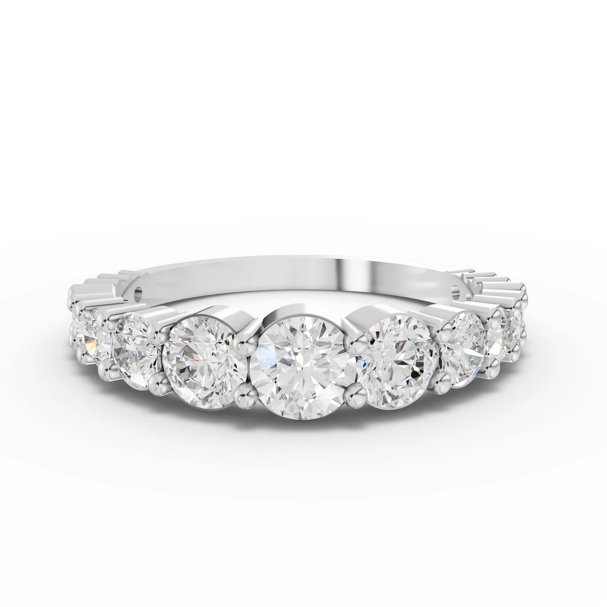 1.34 CT Round Basket Set Half Eternity Lab Grown Diamond Ring in white gold