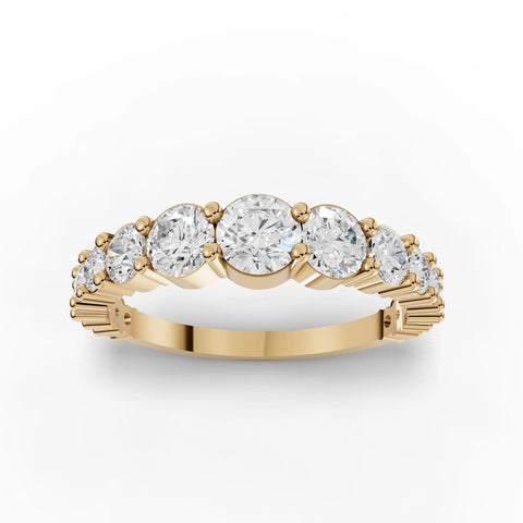1.34 CT Round Basket Set Half Eternity Lab Grown Diamond Ring in yellow gold, angled view