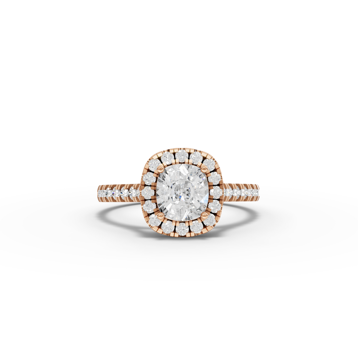 1.37 Ct Cushion Halo Lab Grown Diamond Ring in rose gold