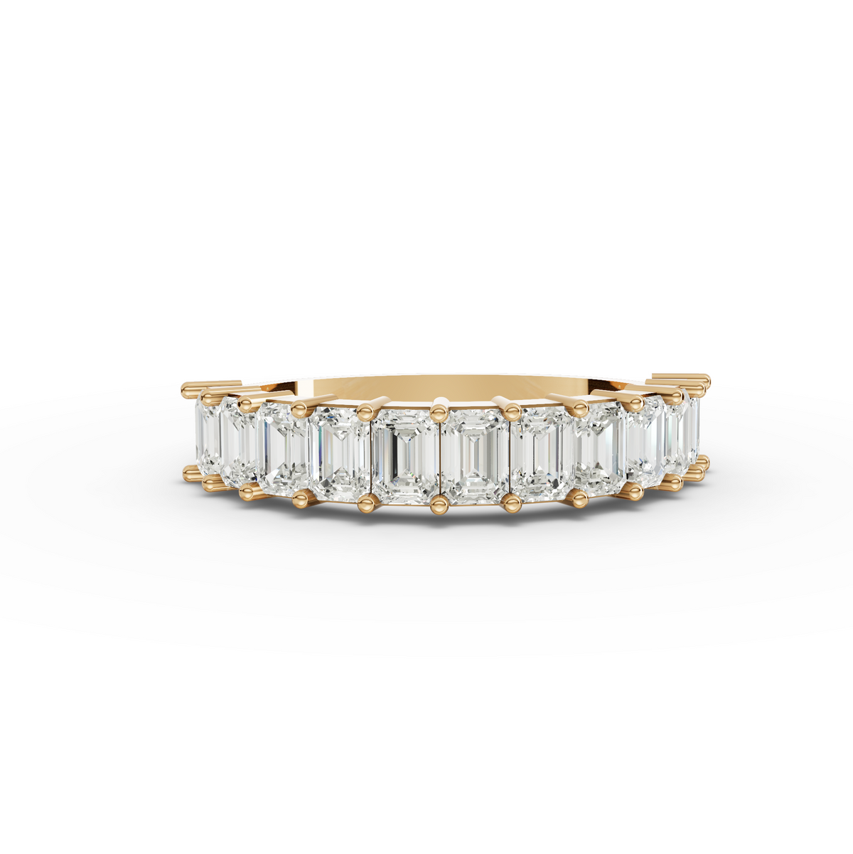 1.38 CT Emerald Basket Set Half Eternity Lab Grown Diamond Ring in yellow gold