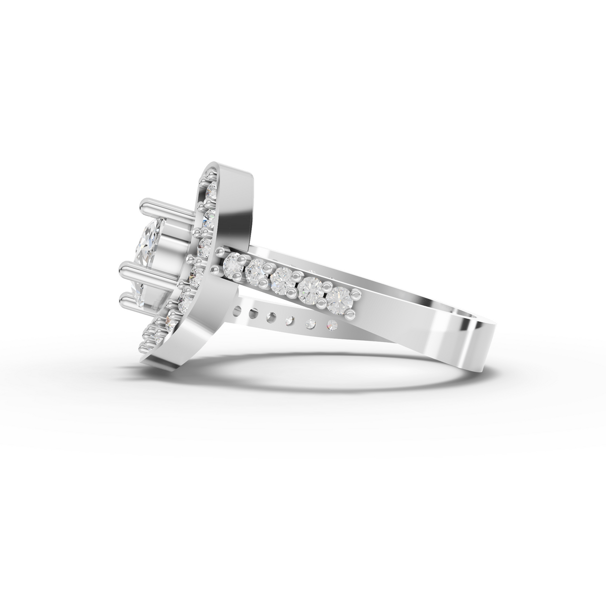 1.40 CT Oval Halo Open Wrap Lab Grown Diamond Ring