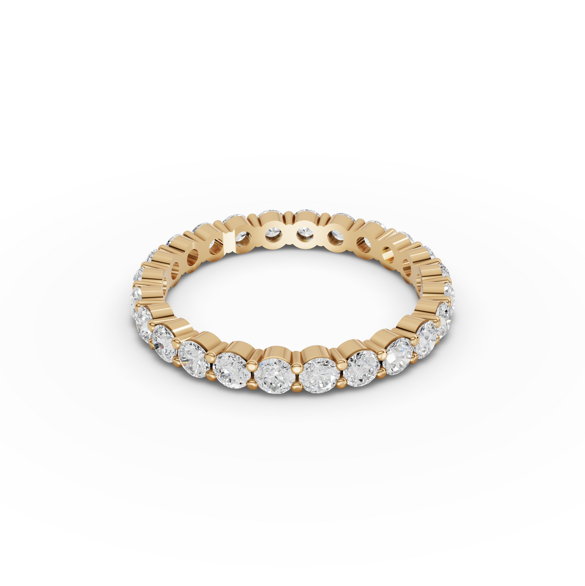 1.41 CT Round Shared Prong Full Eternity Lab Grown Diamond Ring, view 3