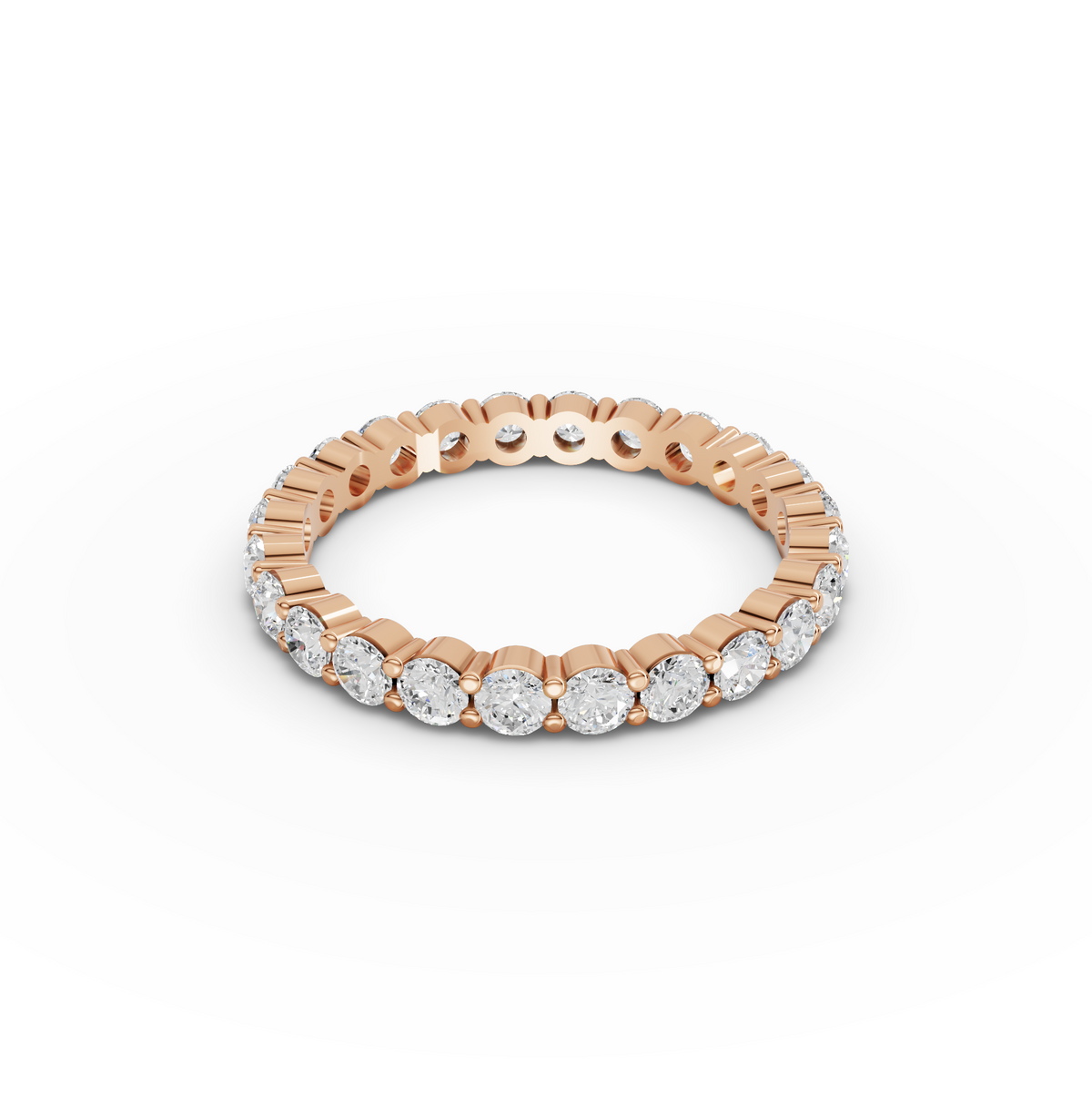 1.41 CT Round Shared Prong Full Eternity Lab Grown Diamond Ring, view 5