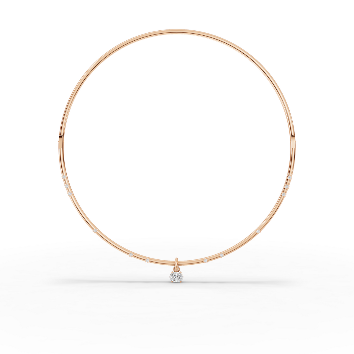 1.42 CT Oval Solitaire Pendant Collar Lab Grown Diamond Necklace in rose gold