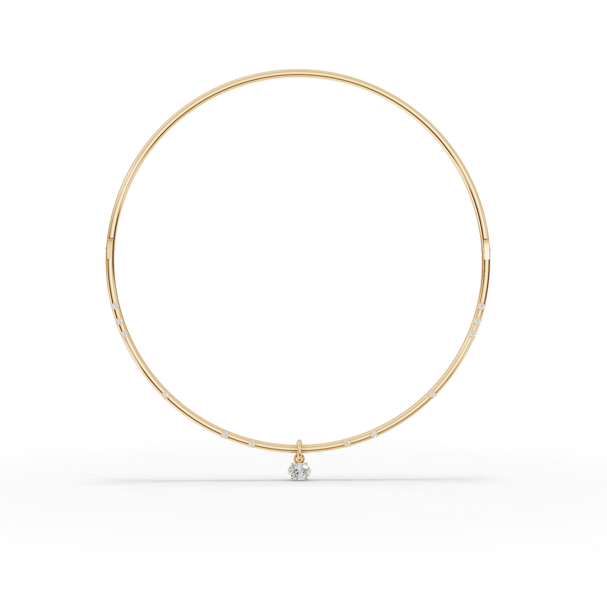 1.42 CT Oval Solitaire Pendant Collar Lab Grown Diamond Necklace in yellow gold