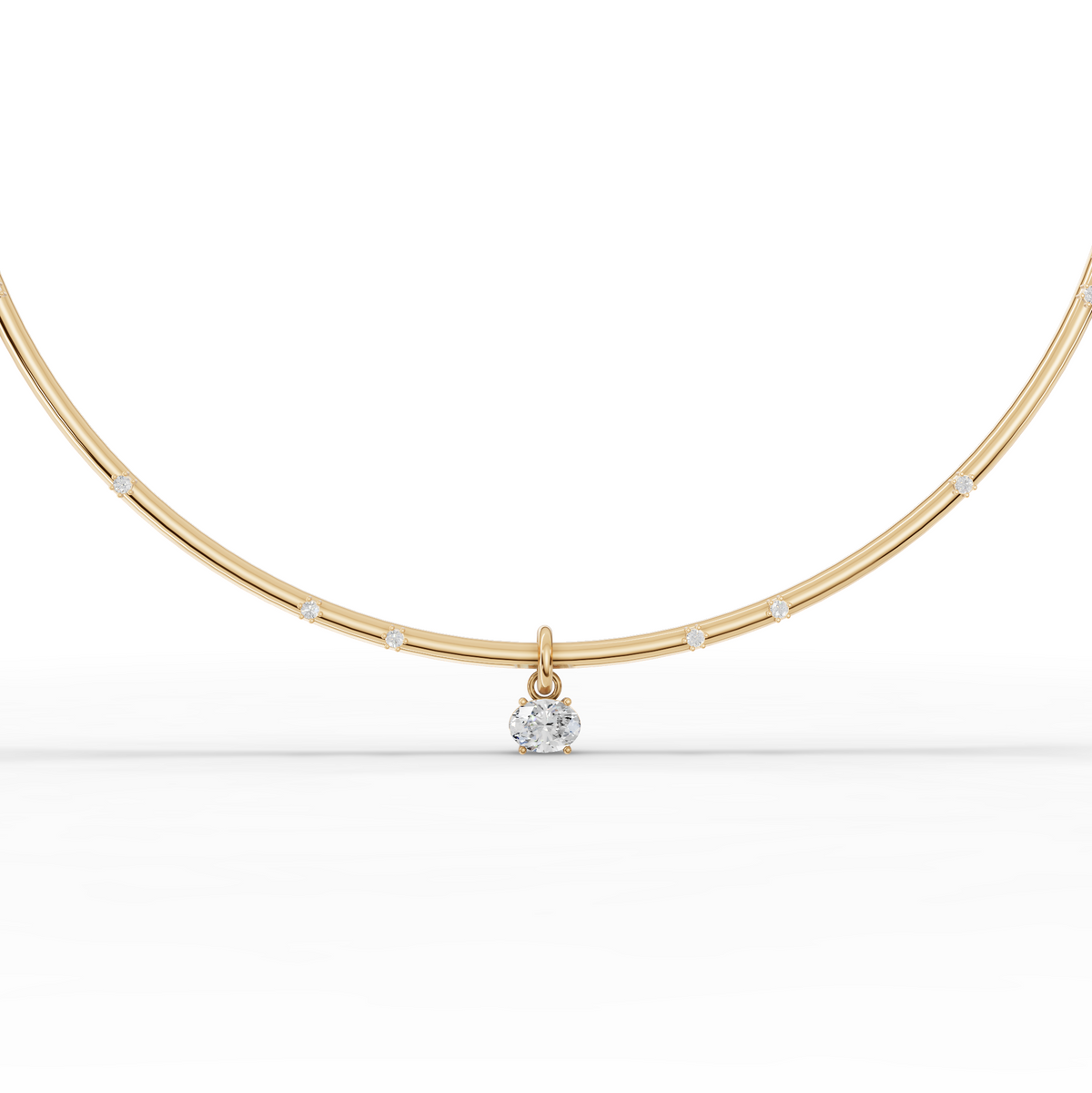 1.42 CT Oval Solitaire Pendant Collar Lab Grown Diamond Necklace, view 4