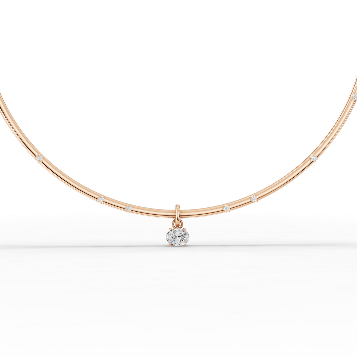 1.42 CT Oval Solitaire Pendant Collar Lab Grown Diamond Necklace, view 7