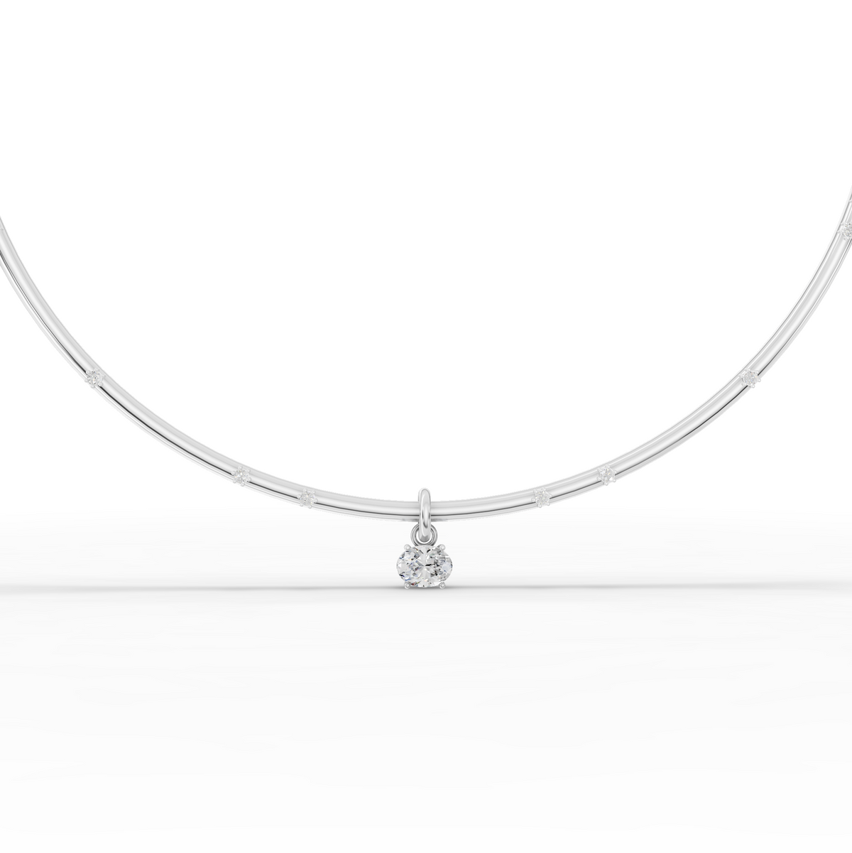 1.42 CT Oval Solitaire Pendant Collar Lab Grown Diamond Necklace