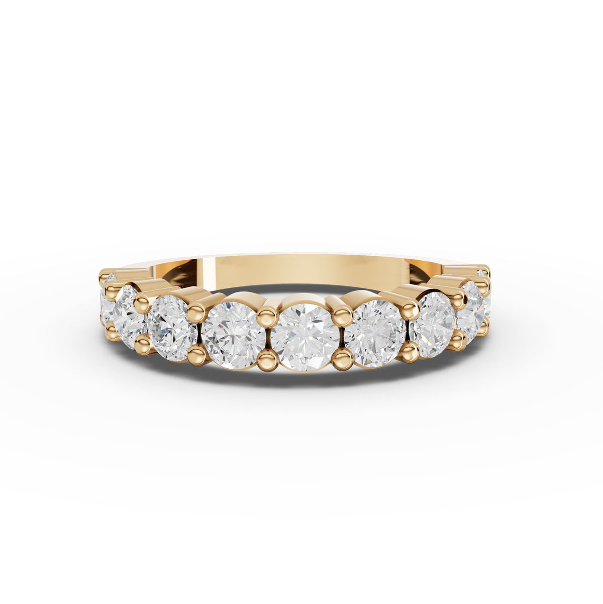 1.45 CT Round Basket Setting Half Eternity Lab Grown Diamond Ring in yellow gold