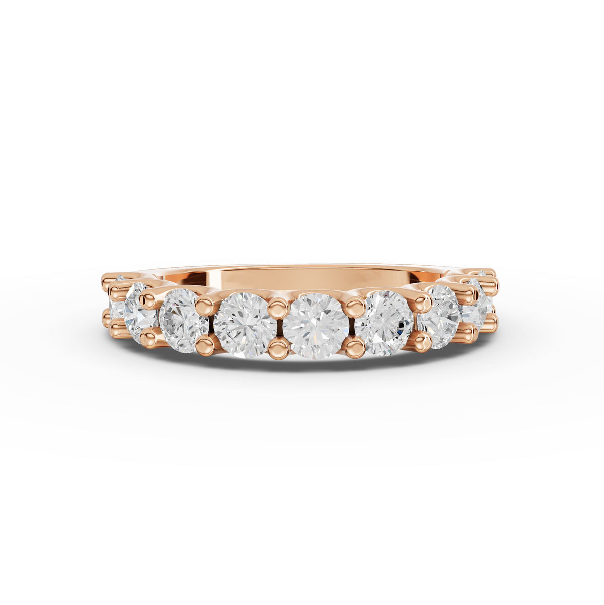 1.45 CT Round U-Prong Half Eternity Lab Grown Diamond Ring in rose gold