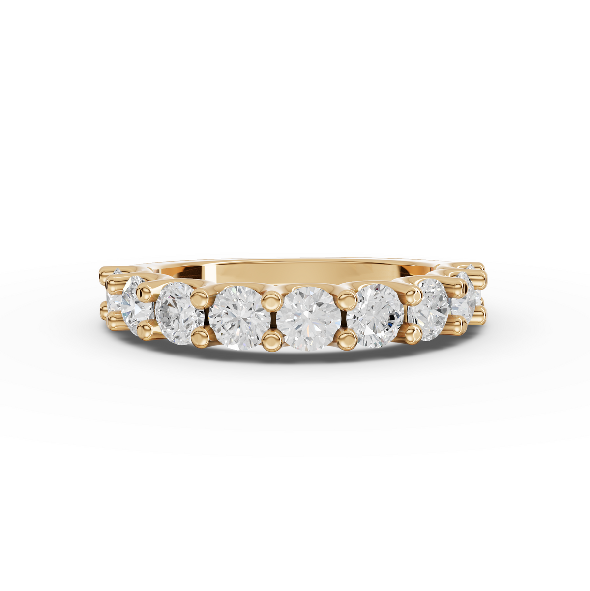 1.45 CT Round U-Prong Half Eternity Lab Grown Diamond Ring in yellow gold
