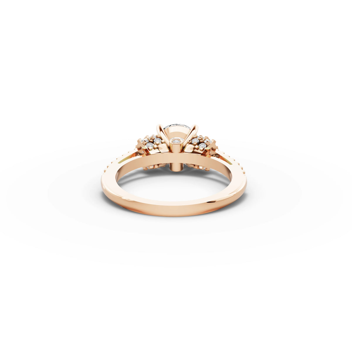 Lab-grown round ring rose gold close-up