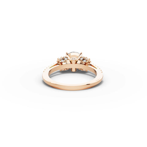 Lab-grown round ring rose gold close-up