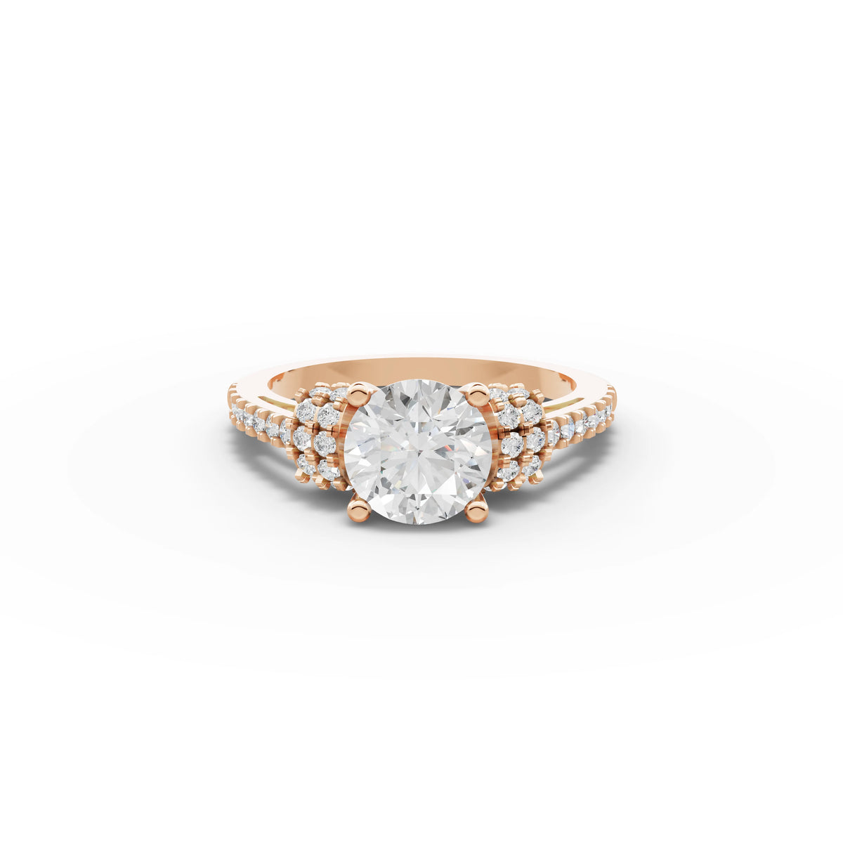 1.46 CT Round Solitaire Accent Lab Grown Diamond Ring in rose gold, top view