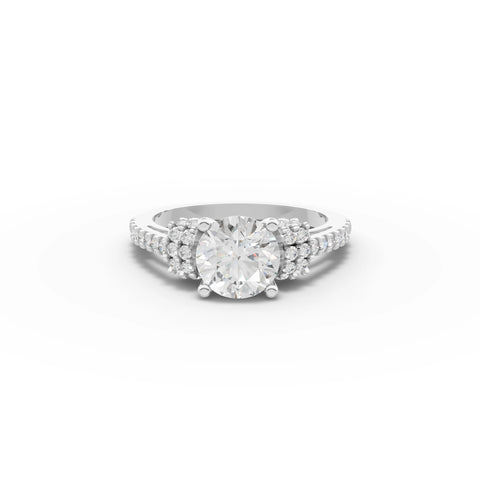 1.46 CT Round Solitaire Accent Lab Grown Diamond Ring in white gold