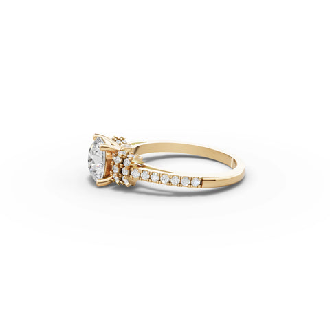 Round solitaire ring yellow gold angle