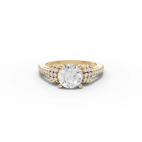 1.46 CT Round Solitaire Accent Lab Grown Diamond Ring in yellow gold, top view