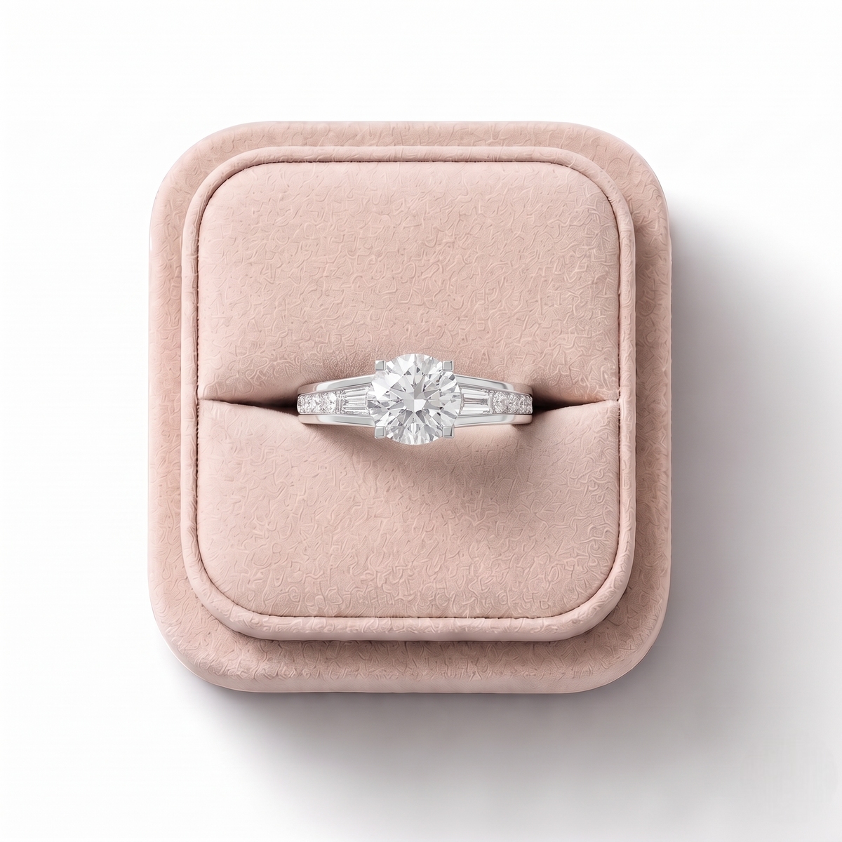 1.46 CT Round Solitaire Lab Grown Diamond Accent Ring, on a white background