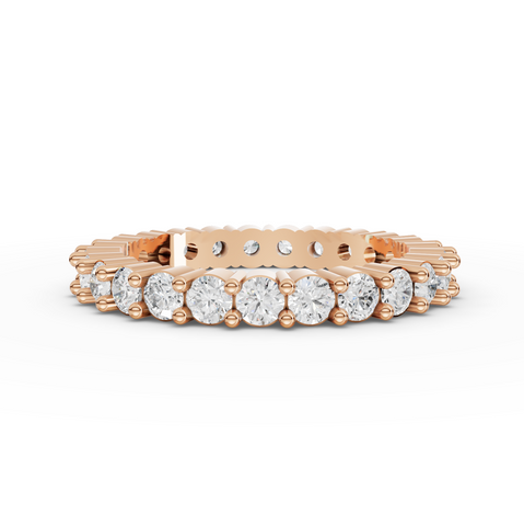 1.47 CT Round Basket Setting Full Eternity Lab Grown Diamond Ring in rose gold