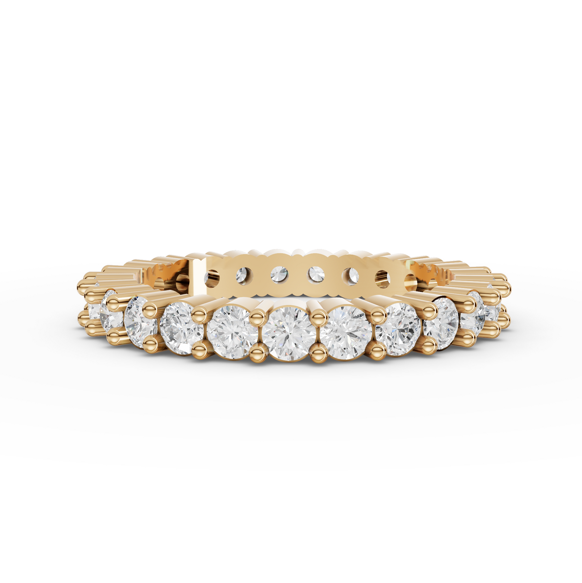 1.47 CT Round Basket Setting Full Eternity Lab Grown Diamond Ring in yellow gold