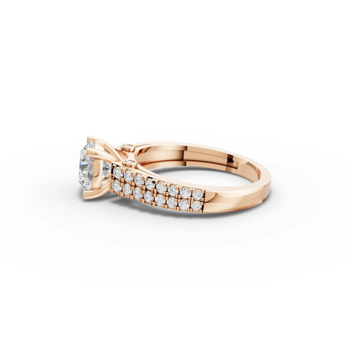 1.49 CT Round Lab Grown Diamond Pavé Band Ring in rose gold, view 2