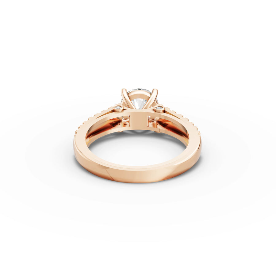 1.49 CT Round Lab Grown Diamond Pavé Band Ring in rose gold, view 3