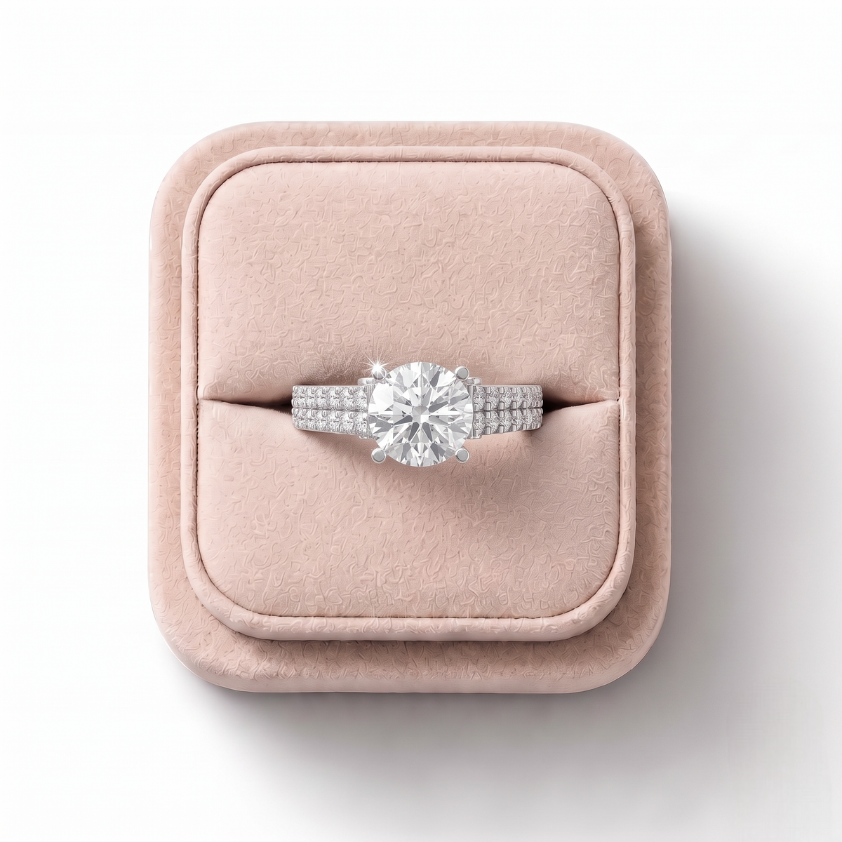 1.49 CT Round Lab Grown Diamond Pavé Band Ring in white gold, view 2