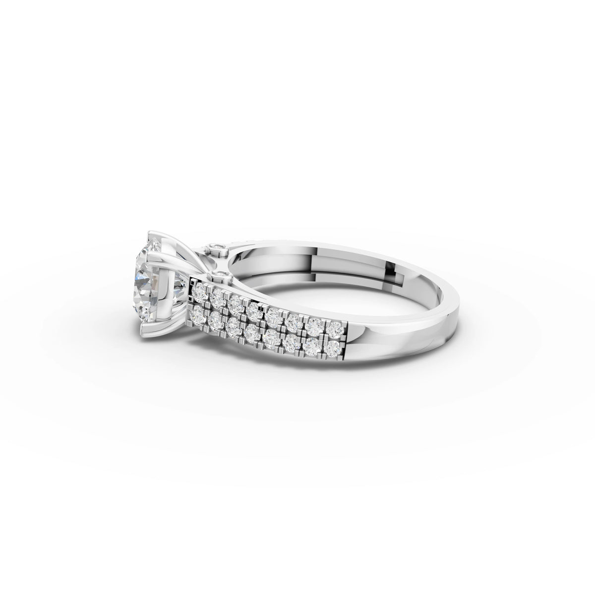 1.49 CT Round Lab Grown Diamond Pavé Band Ring in white gold, view 3
