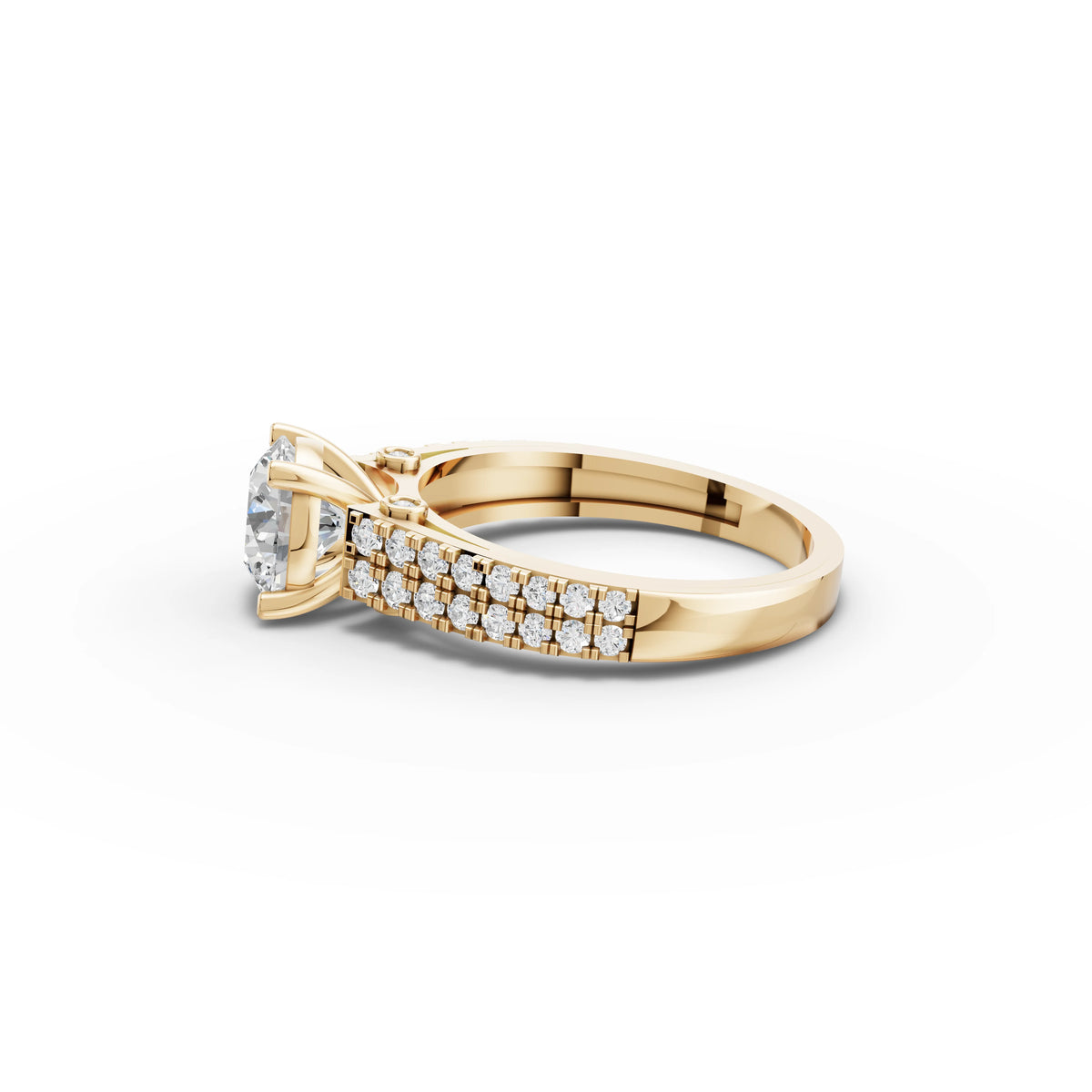 1.49 CT Round Lab Grown Diamond Pavé Band Ring in yellow gold, view 2