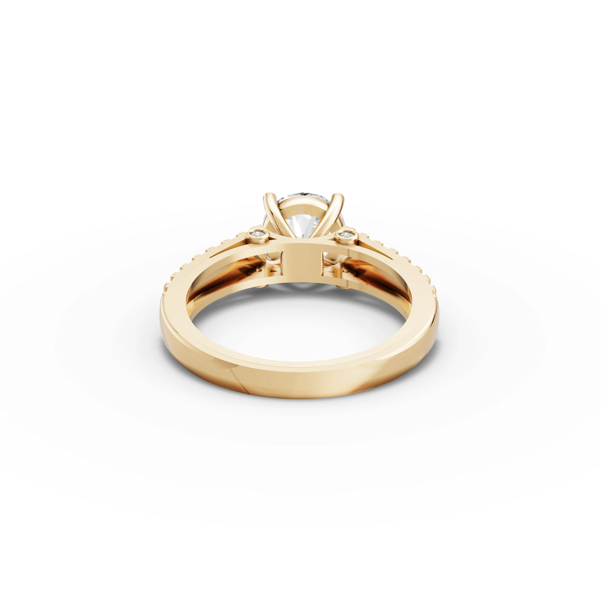 1.49 CT Round Lab Grown Diamond Pavé Band Ring in yellow gold, view 3