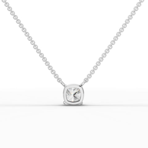 Lab-grown cushion diamond pendant white gold close-up