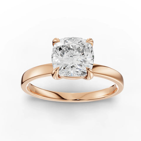 1.5 CT cushion lab-grown diamond ring rose gold top view
