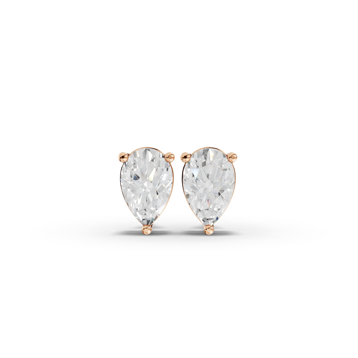 1.50 CT Each Pear Lab Grown Diamond Solitaire Stud Earrings in rose gold