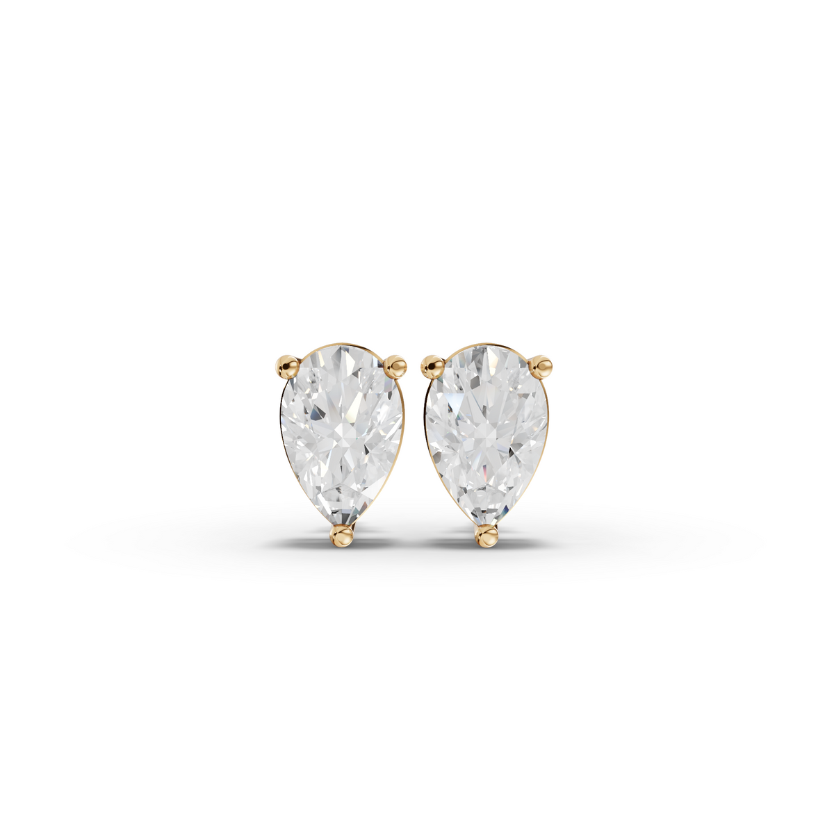 1.50 CT Each Pear Lab Grown Diamond Solitaire Stud Earrings in yellow gold