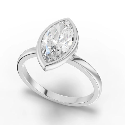Marquise bezel diamond ring white gold angle