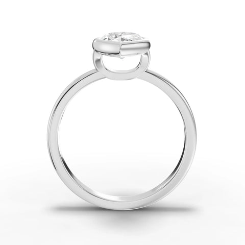 Marquise bezel lab-grown ring white gold close-up
