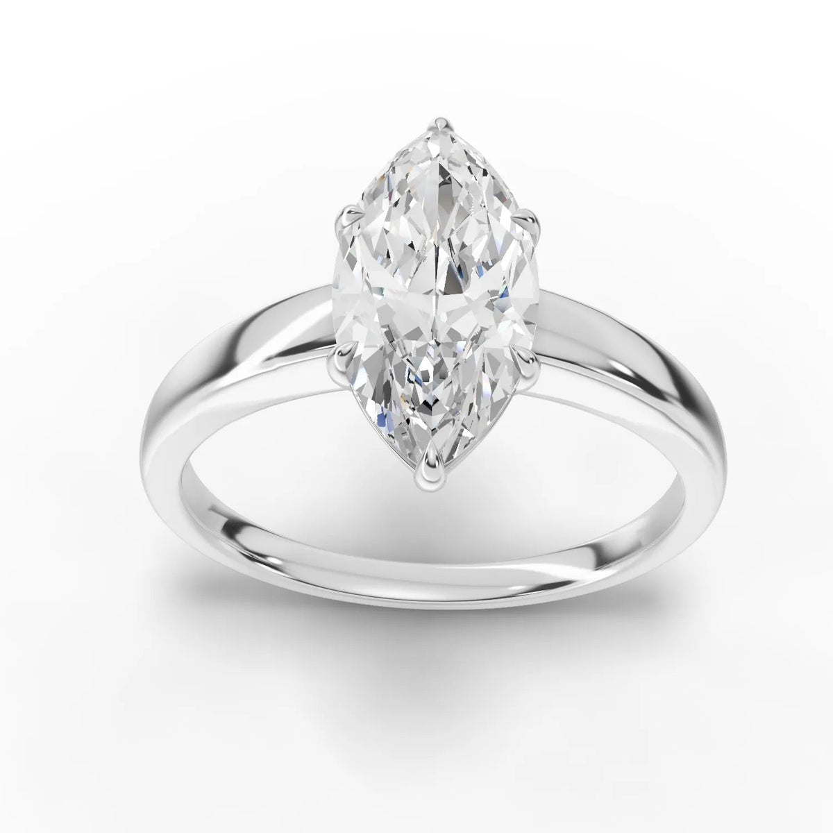 1.50 CT marquise solitaire lab grown diamond ring with prong-set center stone and slim polished band