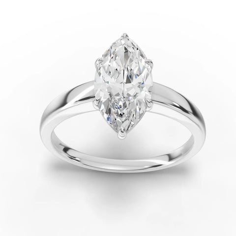 1.50 CT marquise solitaire lab grown diamond ring with prong-set center stone and slim polished band
