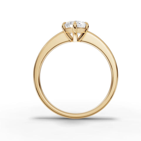 Marquise lab-grown ring yellow gold close-up