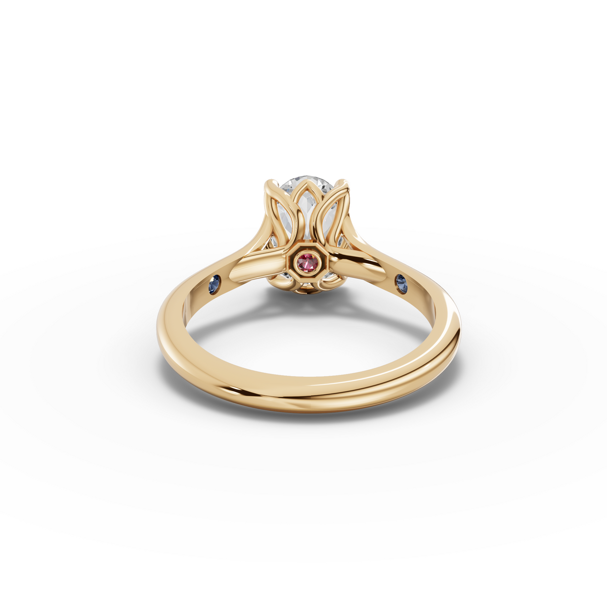 1.50 CT Oval Lab Grown Diamond Lotus Solitaire Ring, view 5