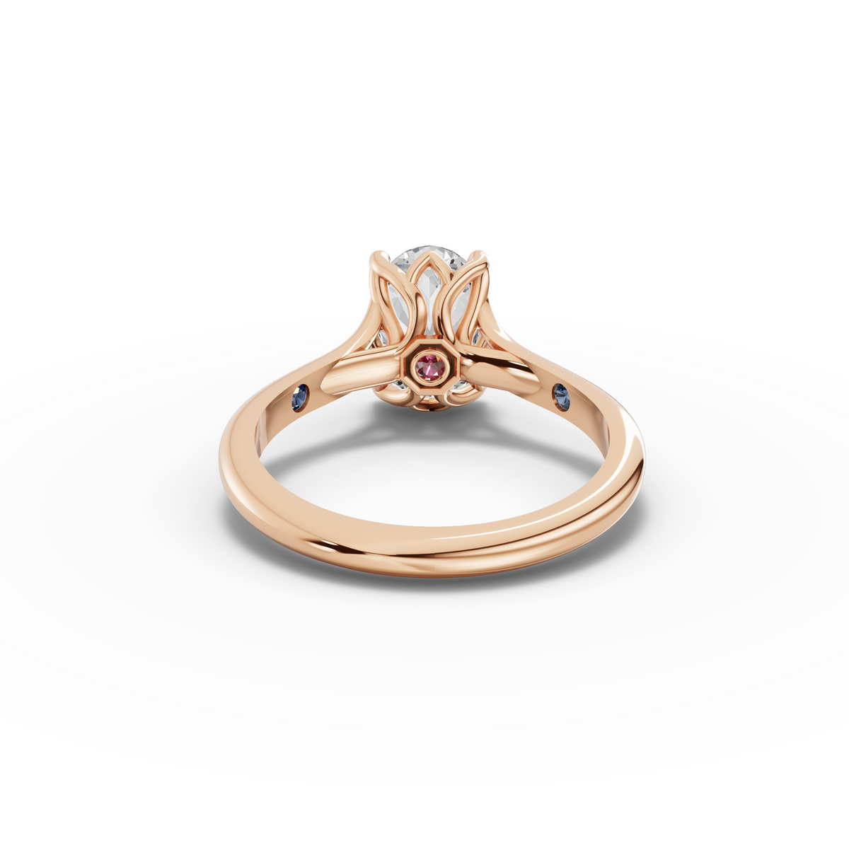 1.50 CT Oval Lab Grown Diamond Lotus Solitaire Ring, view 9