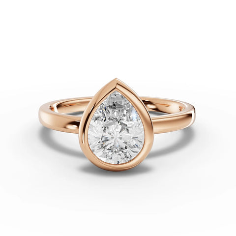 Pear bezel diamond ring rose gold angle