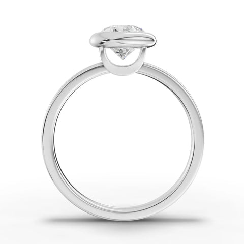 Pear bezel lab-grown ring white gold close-up